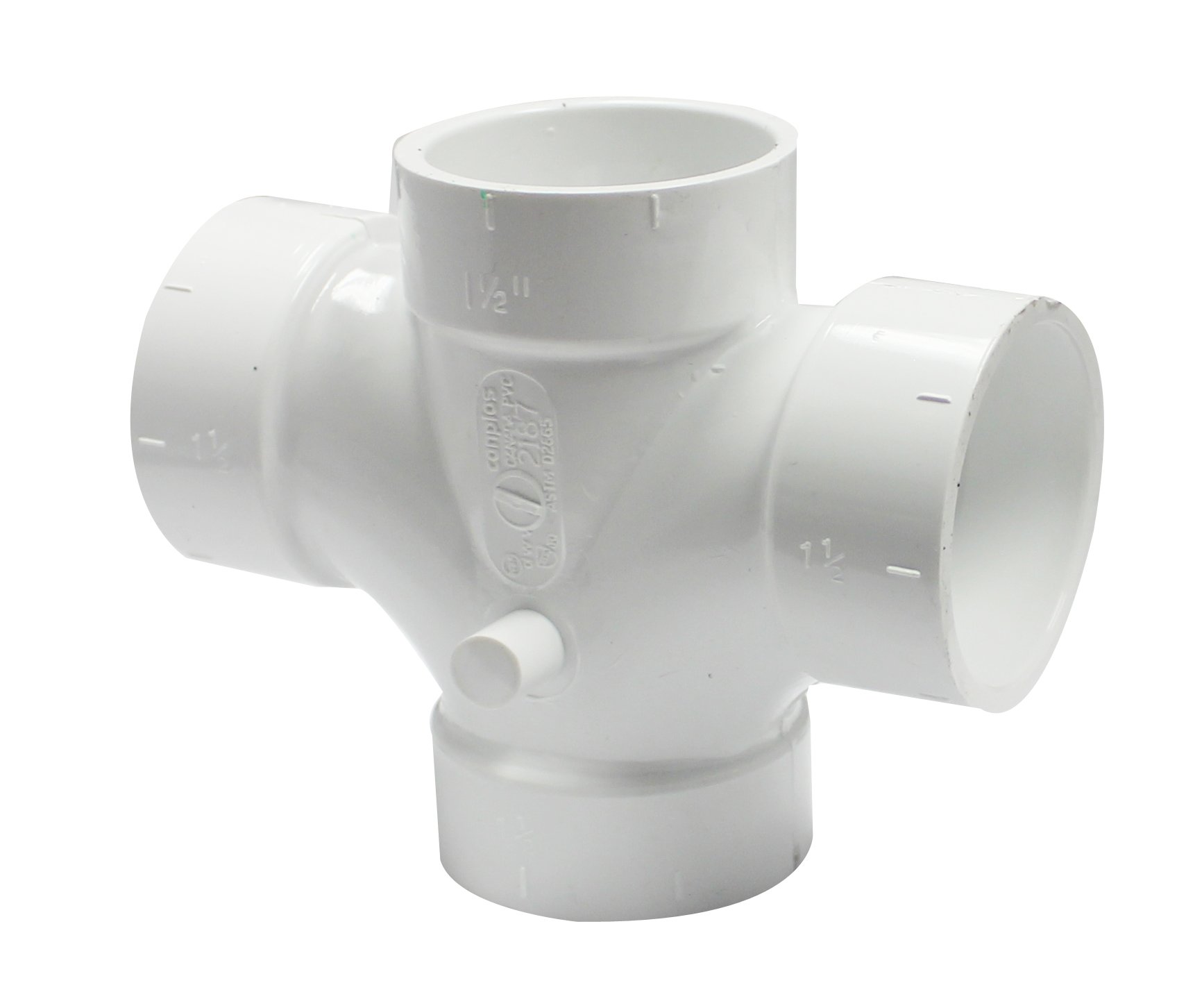 Amazon.com: Canplas 192187 PVC DWV Double Sanitary Tee, 1-1/2-Inch
